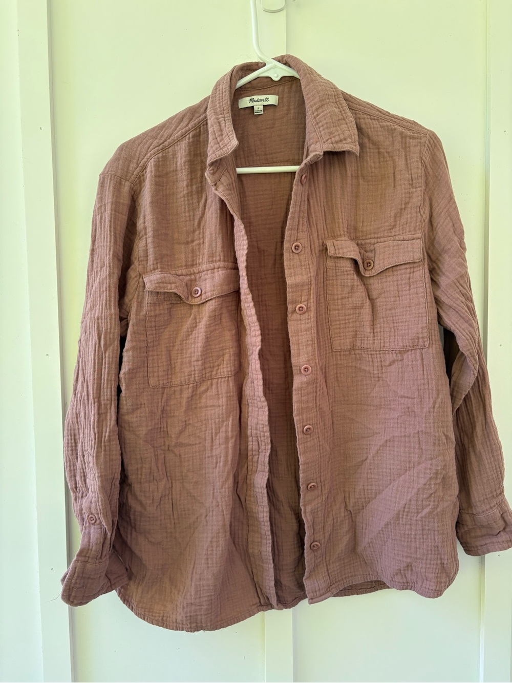 Madewell Men's Lightweight Button-Up Shirt Jacket in Dusty Mauve